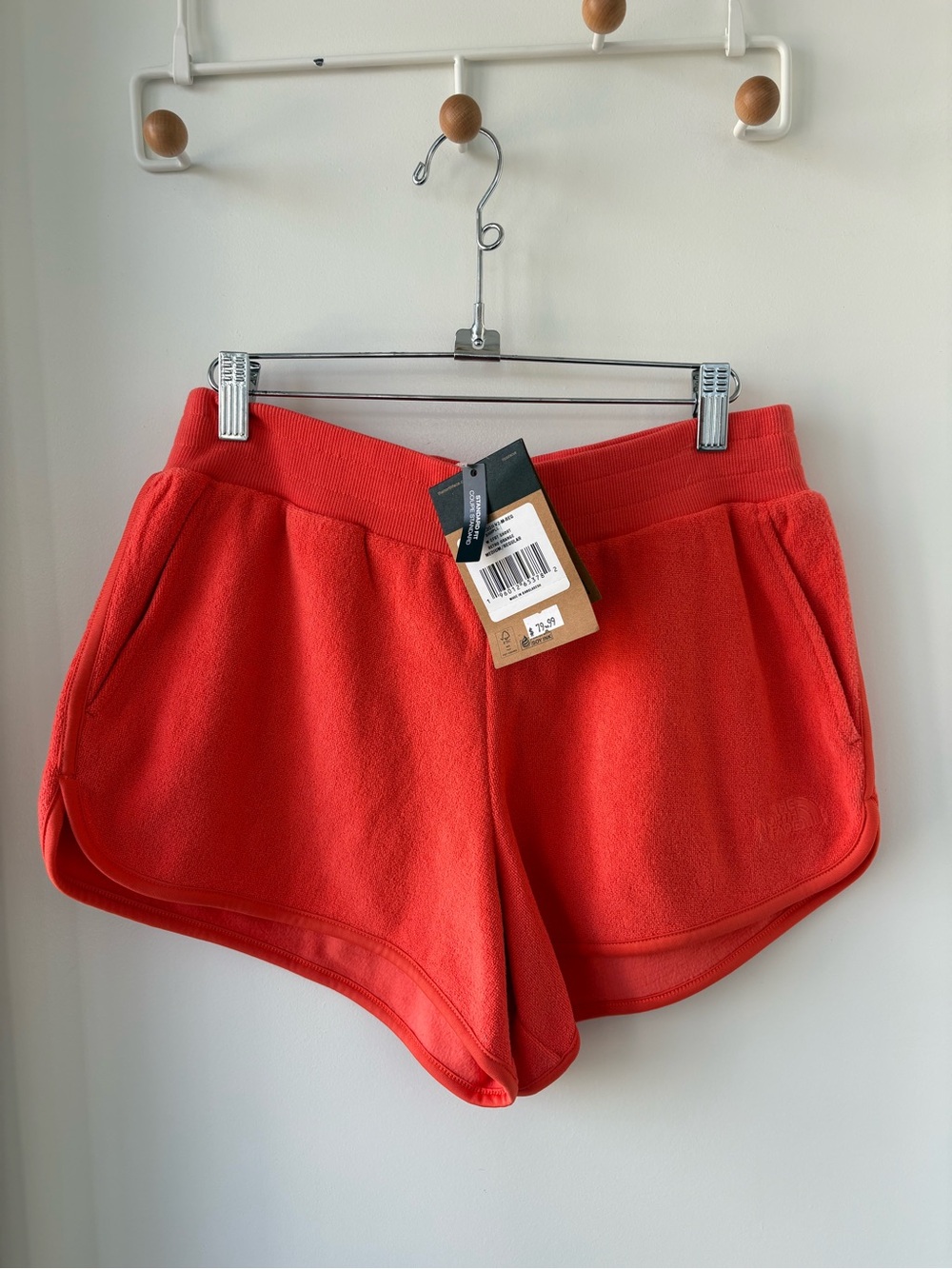 NEW North Face Terry Cloth Retro Orange Shorts Size M